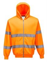 B305 HI-VIZ ZIP FRONT HOODIE ORANGE S