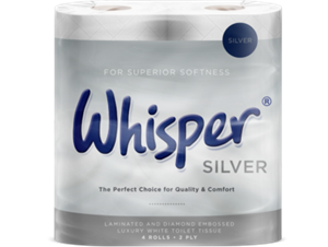 WHISPER SILVER TOILET ROLLS 40/CASE