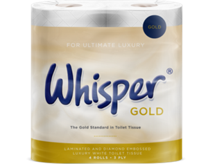 WHISPER GOLD 3 PLY TOILET ROLLS (40)