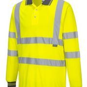 S477 Yellow Hi-vis Long Sleeved Polo 