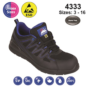 Black #Electro ESD Mesh Safety Trainer with Metal Free